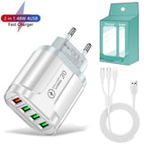 4 USB 45W USB Charger Fast Charge QC 3.0 Wall Charging For iPhone 12 11 Samsung Xiaomi Mobile 4 Ports EU US Plug Adapter Travel