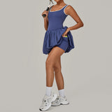 Tennis Dress for Women with Built in Shorts Womens Athletic Dresses Sleeveless Boat Neck Active Workout Skort Dress