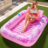 Joyfy Inflatable Pool Lounger Float With Pillow Sunbathing Bed
