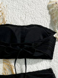 XS - XL Bandeau Wrinkled High Cut Bikini Women Swimwear Female Swimsuit Two-pieces Bikini Set Shell Bather Bathing Suit Swim
