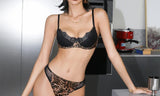 Sexy Leopard Bras Set Small Chest Winter Push Up Bralette Anti Sagging Wireless Lace Lingerie Lightweight Comfort Christmas Gift