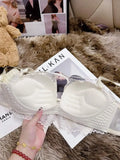 MOYISU Push Up Bra for Small Bust - French Chic Lace Bralette Set, Wireless Comfort Support Anti-Sag Underwear for Petite Women