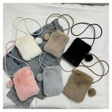 Fashionable Plush Shoulder Bag Large Capacity Soft Crossbody Bag Solid Color Travel Bag Women's Mini Crossbody Phone Bag
