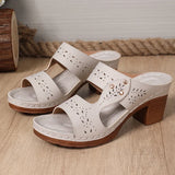 Lightweight High-Heeled Sandals Women Plus Size 43 Hollow Out Thick Heel Slippers Woman Summer Slip On Platform Sandles Female