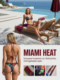 Print Halter Braided Rope Mini Thong Bikini Female Swimsuit Women Swimwear Two-pieces Bikini Set High Cut Bathing Suit Swim Lady