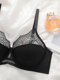 Women's sexy embroidered lace plus size bra with steel rims gathered push up straps adjustable breathable bra MR2555