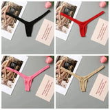 4PCS Thong Sexy Low Waist Mini Panties Deep V Thong Women's Breathable One Line Bikini Bottom Thong Female Panty Women Underwear