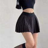 Preppy WOMENGAGA American Style Style High Waisted Slim Pleated Skirt For Women's Summer Ballet Skirt Fashion Women QI9Y