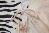 FDYOUI Sexy Zebra-stripe Print Tank Tops Women's Corset 2026 Summer Stand Collar Lace-up Sleeveless T-shirt Hollow Out Crop Top