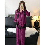 Spring and summer women's pajamas lace sweet cardigan long-sleeved suit home wear