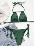 2025 Sexy Tie Side Strappy Halter Bikini Female Swimsuit Women Swimwear Two-pieces Bikini set Hollow out Bathing Suit Swim Lady