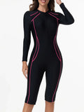 2026 Zipper Slim One Piece Swimsuit Women Long Sleeve & Knee Swimwear Female Bather Bathing Swimming Swim Surf Suit Beachwear