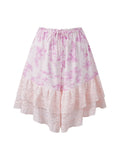 Women's Summer Bloomer Shorts Knee Length Floral Print Drawstring Elastic Waist Lace Trim Patchwork Casual Coquette Shorts