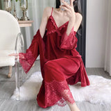 Gold velvet three-piece pajamas set, autumn and winter lace nightgown, sexy home wear with chest pad