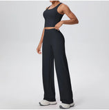 2PCS Yoga Set Women Tracksuit Nude Feeling Workout Sets Gym Clothes Push Up Fitness Running Sportswear Sport Straight tank suit