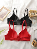 Women's smooth solid color sexy lingerie with steel rims gathered push ups adjustable shoulder straps comfortable bra B2089
