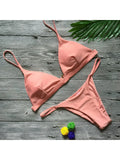 New Sexy Padded Brazilian Bikini Women Swimwear Female Swimsuit Two-Pieces Bikini Set Solid Bather Bathing Suit Swim Lady V64A