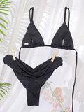 Miyouj Glitter Fabric Bikinis 2026 Sexy Bikini Set Folds Swimsuit Female Halter Bathing Suit Women Swimwear New Beachwear