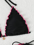 Triangle Halter String Bikinis 2026 Women Sexy Ruffle Swimsuit Solid Cherry Swimwear Female Bathers Bathing Swimming Swim Suit