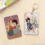 I Love Amy  AMY x BIBI Anime Rectangle Card Case Keychain Access Card Bag Key Tag Ring Leather Card Holder Key Ring Access