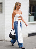 Women's Stylish Hollow Out Sleeveless Vest Summer Solid Color Strapless Tube Tops for Party Date Night Wear
