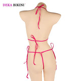 DEKA Summer Women Mini Micro Bikin Set Hollow Out Swimsuit Minimal Cover Halter Neck Self-tie Bra Top G-String Briefs Swimwear