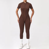With Zipper Hollow Back Yoga Jumpsuit Sportswear Women Gym Clothes Running Fitness Yoga Backless Bodysuit