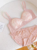 Summer Lace Half Cup Bra Small Bust Beachwear Gathering Light Support Pure Bralette Ultra Thin Wirefree Set AU MOYISU S-XL-32-38