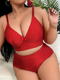 Plus Size French Lingerie Set, Breathable Seamless Wireless Full Bust Support Bra