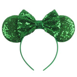 Disney Mickey Mouse Ears Leopard Print Headbands for Girls Baby Women Sequins 5"Bows Hair Accessories Adults Hairbands Kids Gift