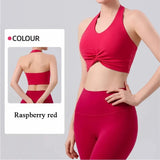 Women's Shock-Absorbing Yoga Sports Bra Beauty Back Design Integrated Neck Hanging Training Fitness Fitness Bra