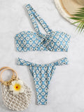 2025 Printed One Shoulder Bikini Women Sexy Swimwear Female Thong Swimsuit Bathers Bathing Swimming Swim Suit Beachwear Summer