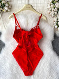MOYISU Sexy Western Style Bodysuit for Women Sheer Net Halter Push Up Pads Summer Lingerie Figure Control See Through Hot Sale