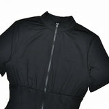 FDYOUI New 2026 Summer Zip-up Corset Playsuits Women Casual Short Sleeve Sports Fitness Overalls One Piece Tunics Yoga Bodysuit