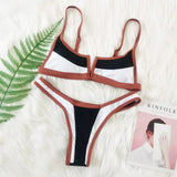 Splicing V Shaped Micro Thong Bikini Women Swimsuit Female Swimwear Two Pieces Bikini Set Push Up Bathing Suit Swim Beachwear