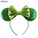 2025 Chic Disney Embroidery Sequin Minnie Ears Headband DOT Bow Hairband Girls Women Party Head Wear Kids DIY Hair Accessories