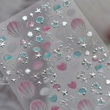 5D Deep Sea Fish Nail Art Stickers Shimmery Bubble Colorful Marine Life Nail Decals Summer Ocean Self Adhesive Manicure Decal