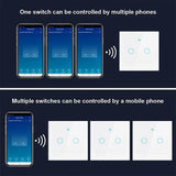 Wifi Smart Light Switch EU 1/2/3Gang Touch Light Switch No Neutral Wire Wall Light Switches Works with Tuya Smart Life App Alexa