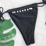 Bikini 2026 Sexy Black Halter Pearl Decor Swimwear Swimsuit Women Bikinis Set Bathing Suit Beach Bikini Female Biquinis Feminino