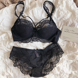 MOYISU Sexy French Lace Bralette Small Bust Cup Bra Set with Removable Straps & Push Up Pads, Soft Underwire Thin Girls Bra Top