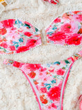 2026 U-wire Bandeau Bikinis Women Printed Swimwear Female Sexy Ring Linked Swimsuit Bathers Bathing Swimming Swim Suit Beachwear