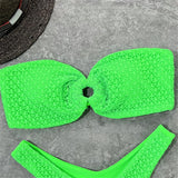 Sexy Wrinkled Bandeau Strapless Bikini Women Swimwear Female Swimsuit Two-Pieces Bikini Set Bather Bathing Suit Swim Lady V3367L