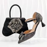 Doershow African fashion Italian Shoes And Bag Sets For Evening Party With Stones SILVER Italian Handbags Match Bags!   HGO1-1