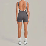 Women's Seamless Yoga Jumpsuits Sports Fitness Gym Sleeveless Backless Hip-lifting Shorts One-piece Training Workout Jumpsuit