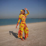 2026 New Long Sleeve Sheer Sun Protection One-Piece Set Swimsuit Women Sexy Rash Guard Swimwear Bodysuit Beachwear With Cover up