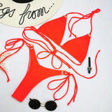 4 Colors Sexy Bikini Women Solid Leopard Bandage Halter Swimwear Swimsuit Female Beach Bikinis Set Bathing Suit Banadores Mujer