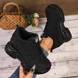 Breathable Mesh Wedges Sneakers for Women Comfortable Lace Up Chunky Platform Sport Shoes Woman Knitted Non Slip Walking Shoes
