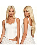 Women's Summer Solid Color Slim Tank Tops Lace Trim Scoop Neck Curved Hemline Corset Vest Streetwear
