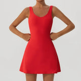 Tennis Fitness Dresses Women Fake Two Piece Sports Dress Outdoor Casual High Elasticity  Running Yoga Golf Mini Skirts