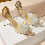 Gold  Heels Women Shoes 2026 Spring Pumps Slip on Sandals Ladies Pointed Wedge Latest Transparent Stiletto Basketball Platform L